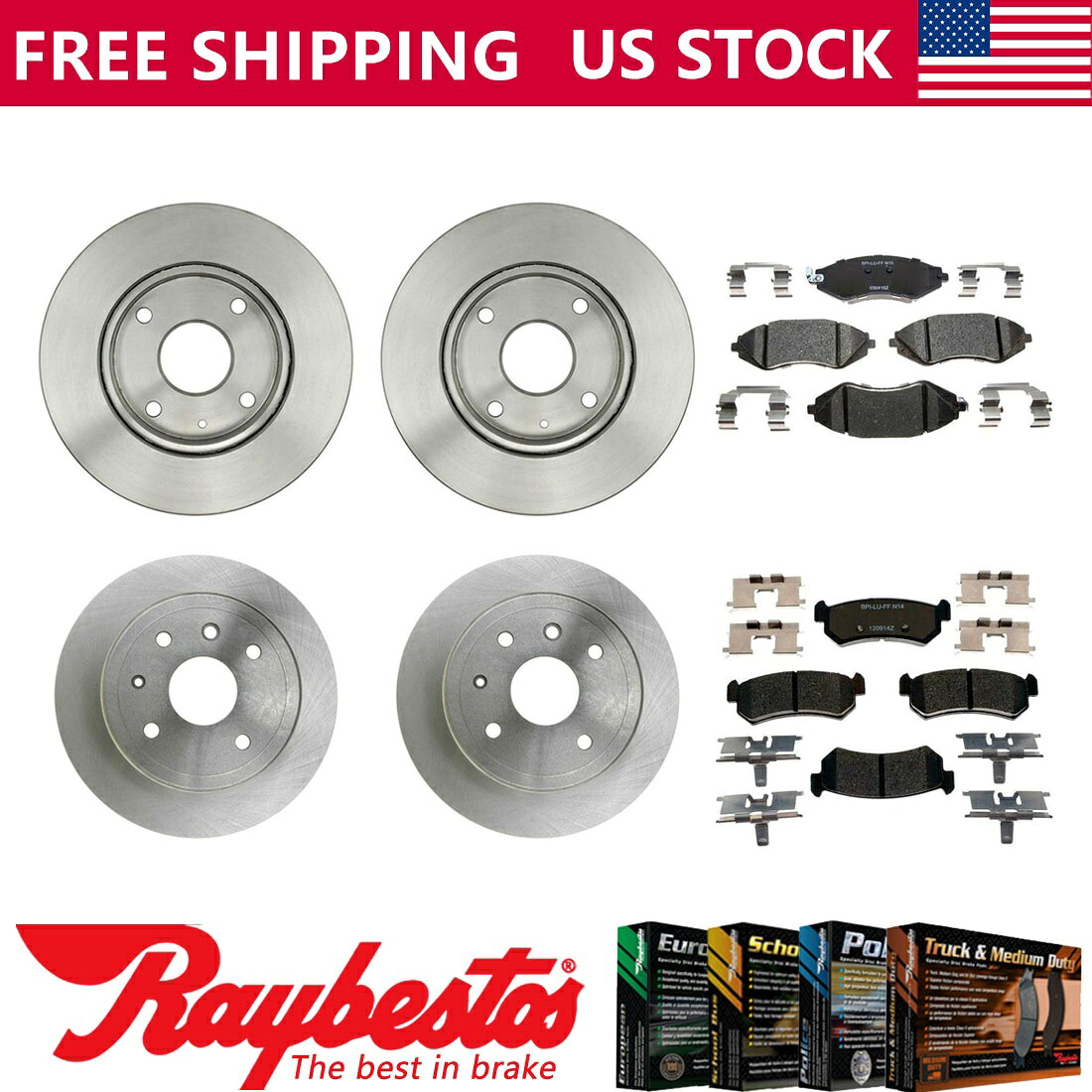 brake disc rotor 2004年から2006年のシボレーOPTRAフロントリアブレーキローターとセラミックブレーキパッド For 2004-2006 Chevrolet Optra Front Rear Brake Rotors & Ceramic Brake Pads【並行輸入品】