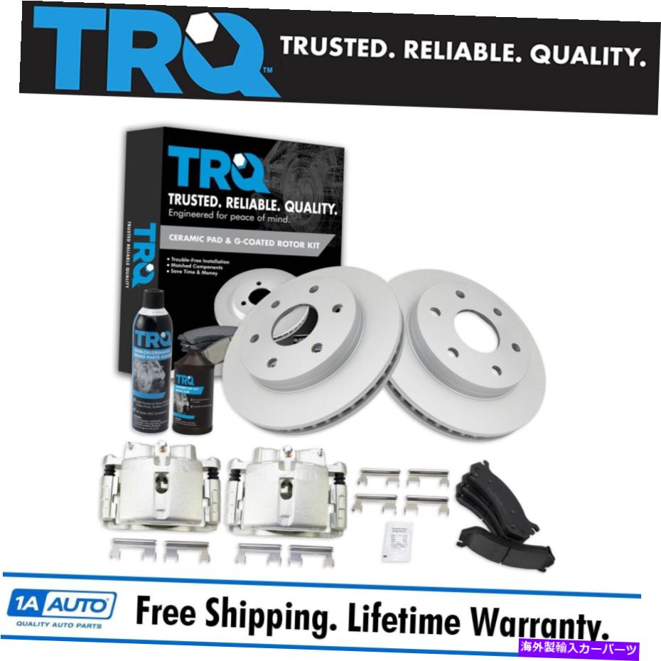 brake disc rotor TRQフロントセラミックブレーキパッドコーティングローター＆キャリパーキットw/gmトラック用の化学物質 TRQ Front Ceramic Brake Pad Coated Rotor & Caliper Kit w/Chemicals for GM Truck【並行輸入品】