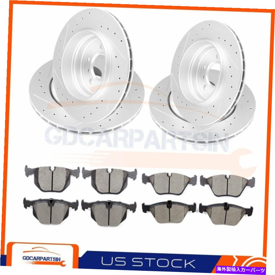 brake disc rotor BMW X3 04-11用のフロント +リアブレーキディスクローターとセラミックパッドドリルスロット Front + Rear Brake Disc Rotors And Ceramic Pads Drilled Slot For BMW X3 04 - 11【並行輸入品】