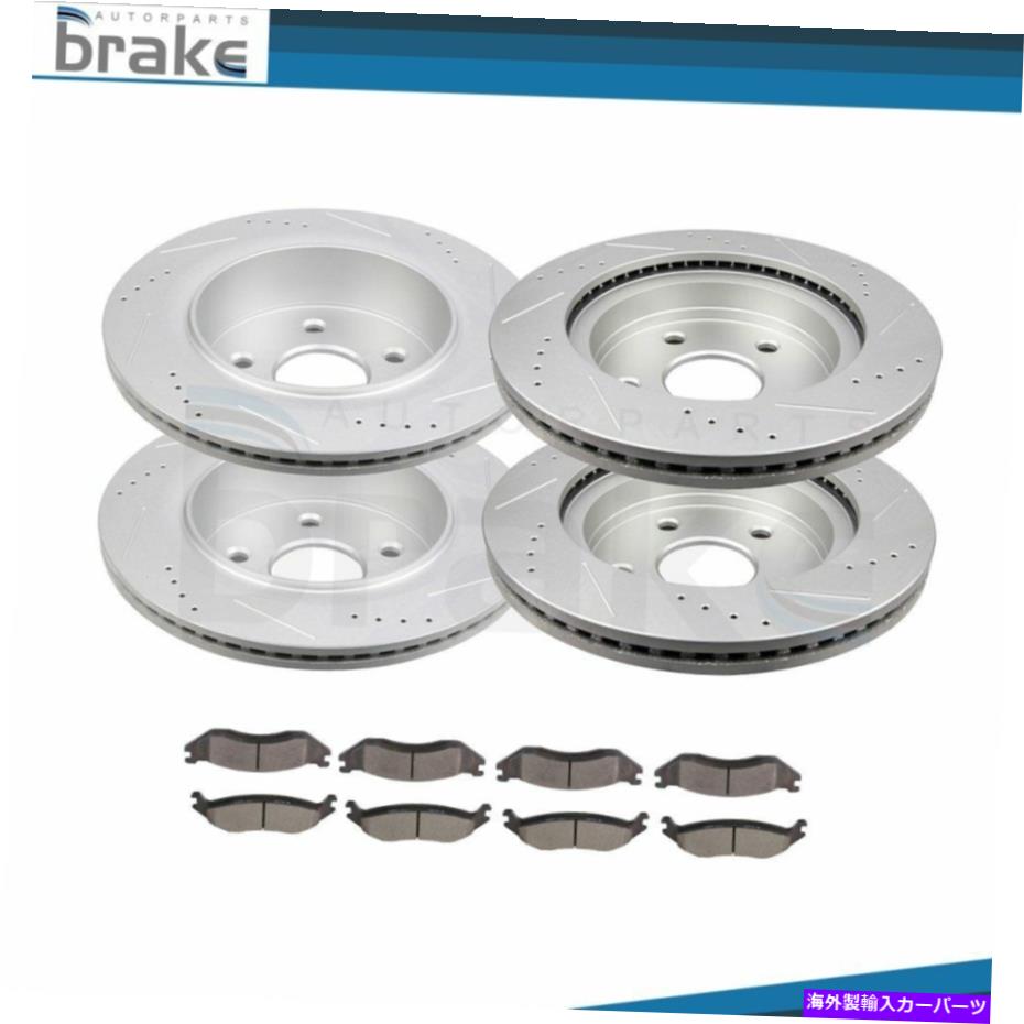brake disc rotor Dodge Ram 1500 02-05 2WD / 4WDフロントリアブレーキローターセラミックパッドドリルスロット For Dodge Ram 1500 02-05 2WD / 4WD Front Rear Brake Rotor Ceramic Pad Drill Slot【並行輸入品】