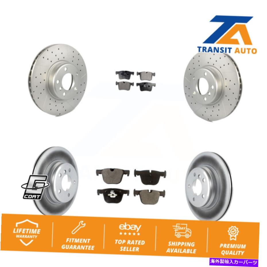 brake disc rotor BMW 435i 335i Xdrive GT用のフロントリアコーティングブレーキローターセミメタルパッドキット Front Rear Coated Brake Rotors Semi-Metallic Pad Kit For BMW 435i 335i xDrive GT【並行輸入品】