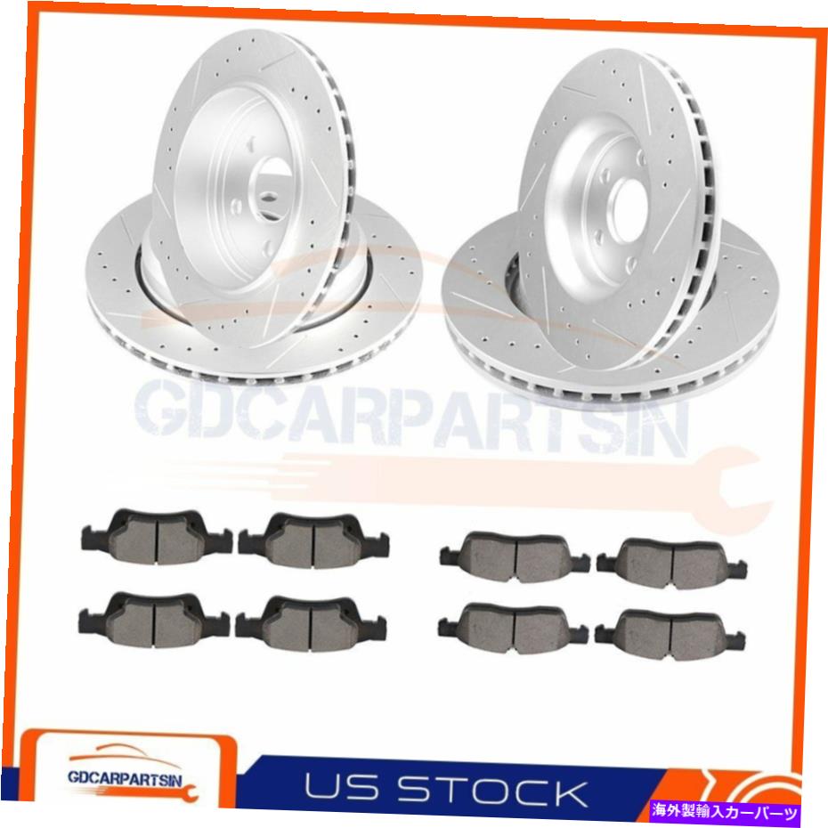 brake disc rotor フロント +リアブレーキロータードッジデュランゴ13-2017用のセラミックパッドドリルスロット Front + Rear Brake Rotors Ceramic Pads Drilled Slot For Dodge Durango 13 - 2017【並行輸入品】