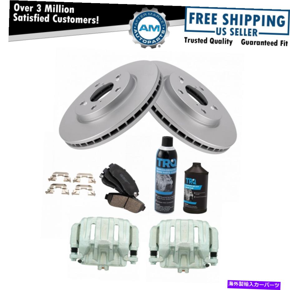 brake disc rotor ホンダオデッセイ用のフロントブレーキキャリパーセラミックパッドとコーティングローターキット付きローターキット Front Brake Caliper Ceramic Pad & Coated Rotor Kit w/Fluids for Honda Odyssey【並行輸入品】