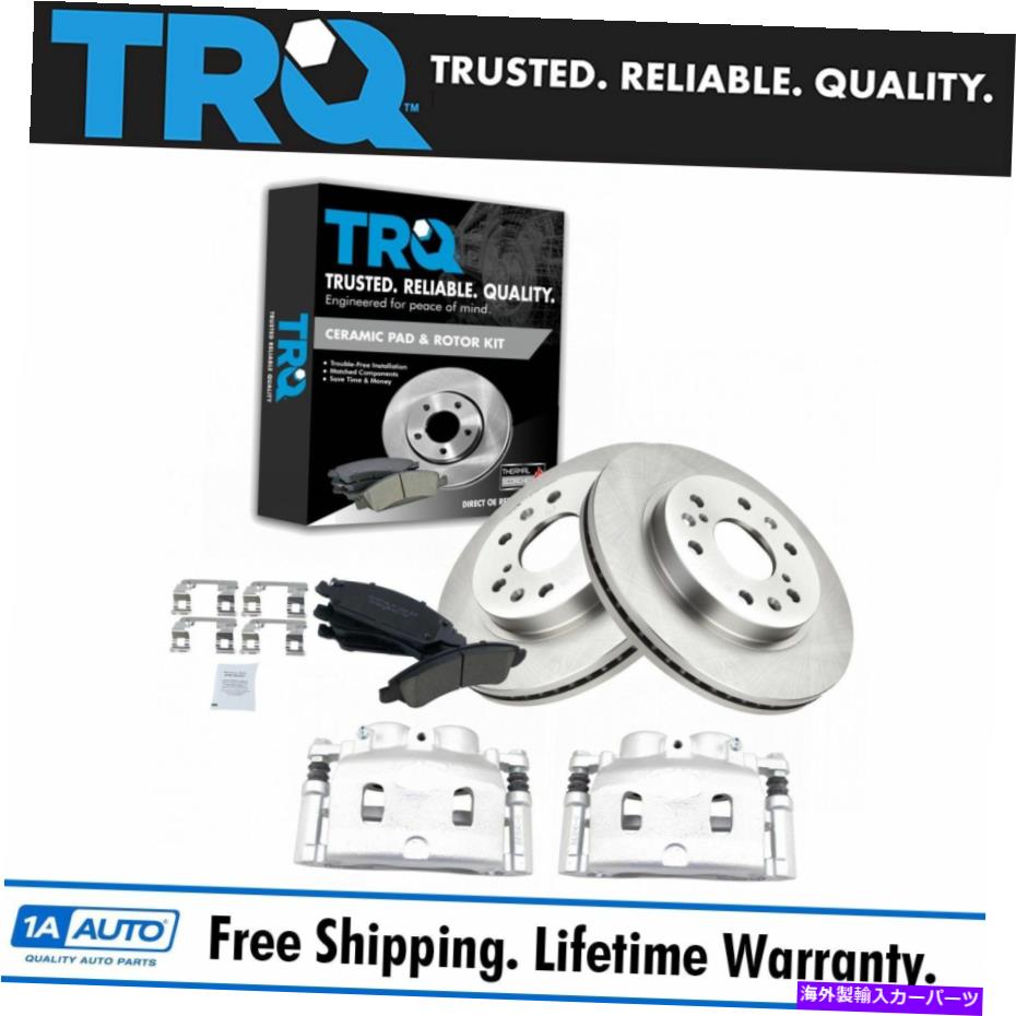 brake disc rotor TRQフロントPOSIセラミックブレーキパッドローターとGMトラックSUV用の新しいキャリパーキット TRQ Front Posi Ceramic Brake Pads Rotors & New Caliper Kit for GM Truck SUV【並行輸入品】