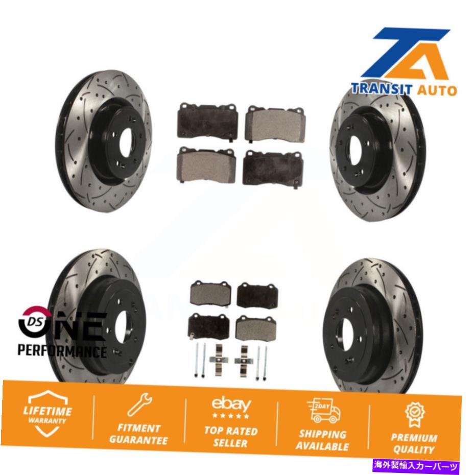 brake disc rotor フロントリアドリルスロットディスクブレーキローターローターセラミックパッドキットヒュンダイジェネシスクーペ用 Front Rear Drill Slot Disc Brake Rotor Ceramic Pad Kit For Hyundai Genesis Coupe【並行輸入品】