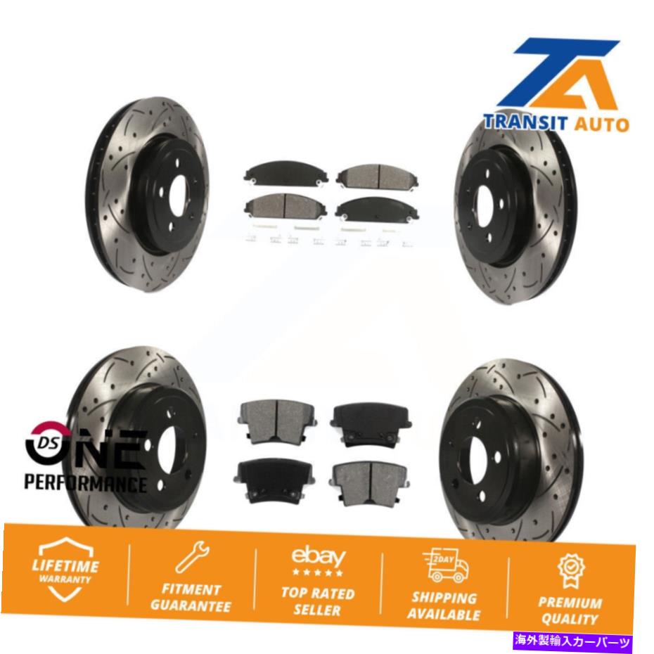 brake disc rotor ドッジチャージャー300用のフロントリアドリルスロットブレーキローターセミメタルパッドキット Front Rear Drilled Slot Brake Rotors Semi-Metallic Pad Kit For Dodge Charger 300【並行輸入品】