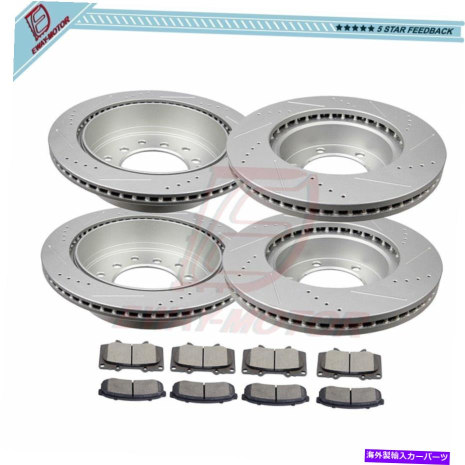 brake disc rotor 2001年から2007年のトヨタセコイアリミテッドセラミックブレーキパッドとローターフロントリア For 2001-2007 Toyota Sequoia Limited Ceramic Brake Pads And Rotors Front Rear【並行輸入品】