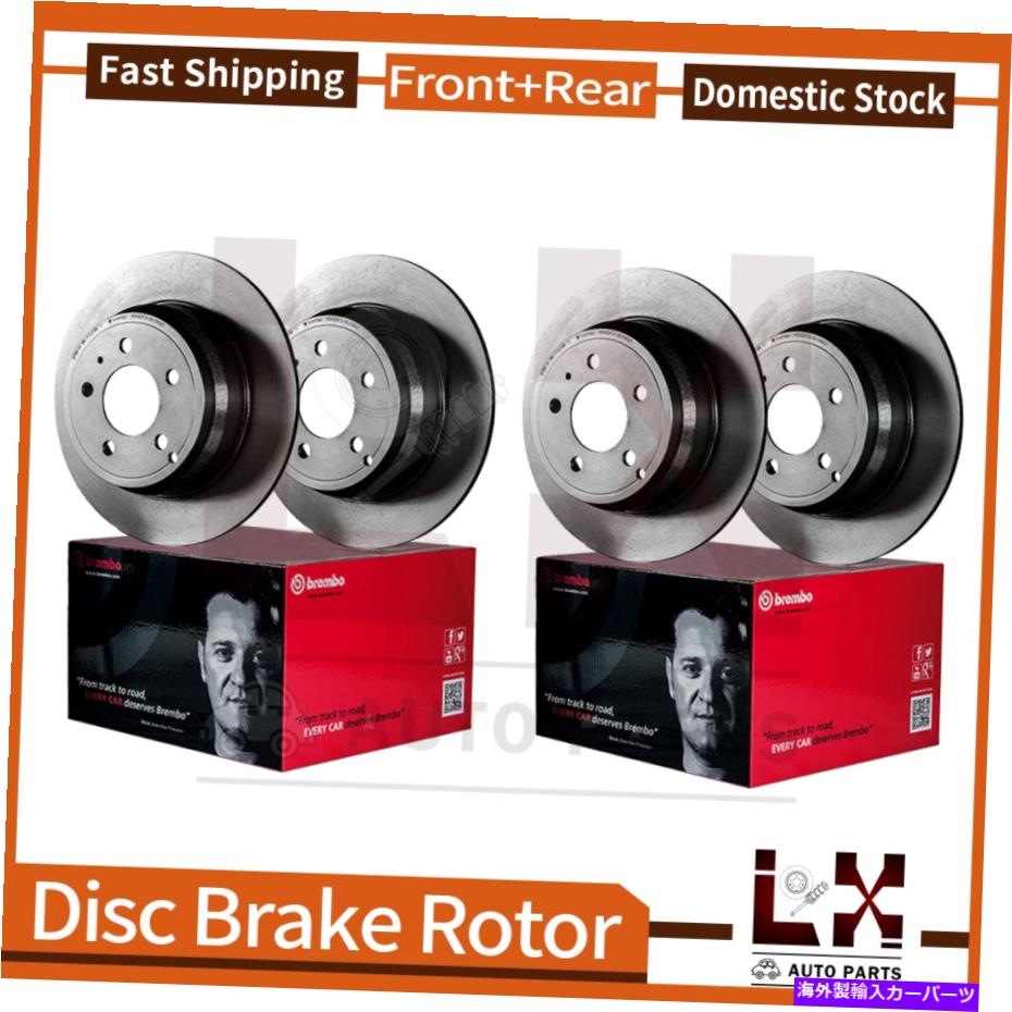 brake disc rotor フロント＆リアブレンボ高性能コーティングOEブレーキローターセット2002-2004 A4 Front & Rear Brembo High Performance Coated OE Brake Rotors Set For 2002-2004 A4【並行輸入品】