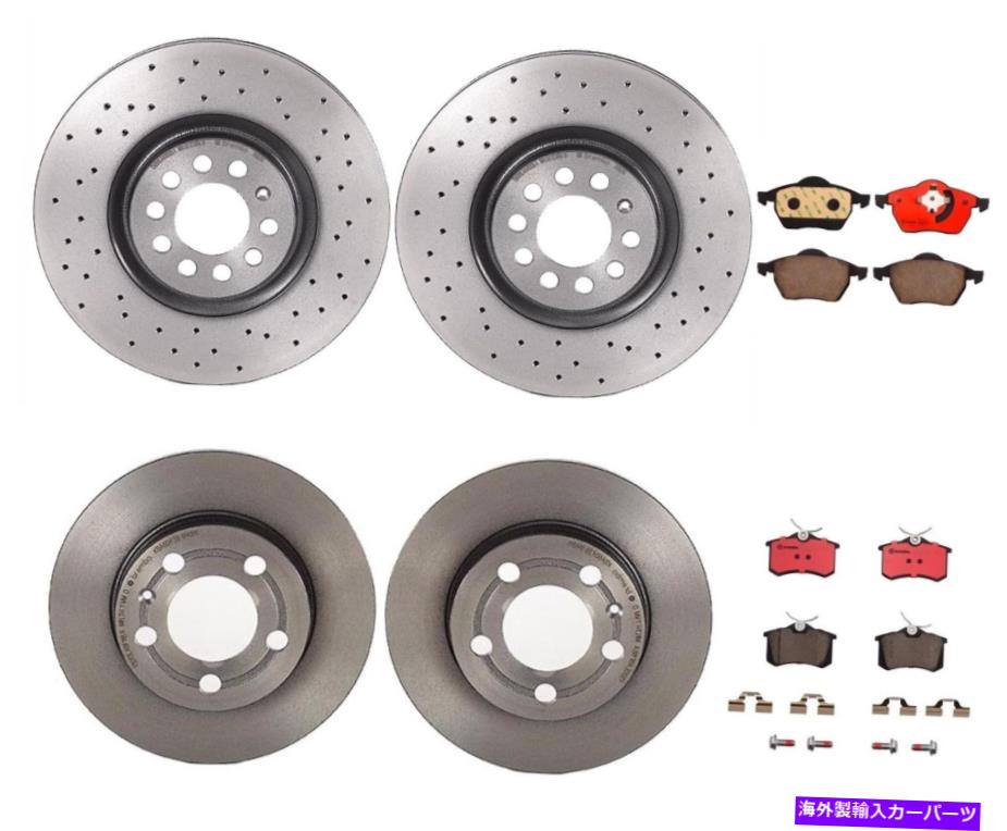 brake disc rotor ブレンボフロントドリルリアブレーキキットディスクローターアウディTTクトロ用セラミックパッド Brembo Front Drilled Rear Brake Kit Disc Rotors Ceramic Pads For Audi TT Quattro【並行輸入品】