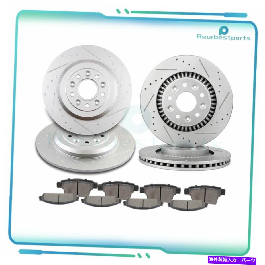 brake disc rotor 2005-2007 FORD FiveD 500 F + Rドリルスロットブレーキローター +セラミックパッド Fits 2005-2007 Ford Five Hundred F + R Drill Slot Brake Rotors + Ceramic Pads【並行輸入品】