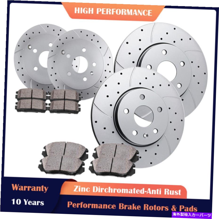 brake disc rotor シボレーequinox GMC地形キット用のフロントリアスロットブレーキローターとパッド Front Rear Slotted Brake Rotors and Pads for Chevrolet Equinox GMC Terrain Kits【並行輸入品】
