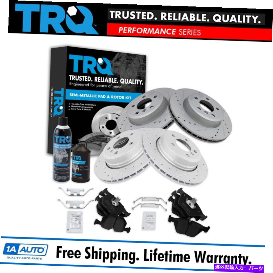 brake disc rotor BMW用のTRQブレーキパッド＆パフォーマンスローターキットフロント＆リアセミメタリック TRQ Brake Pad & Performance Rotor Kit Front & Rear Semi-Metallic for BMW【並行輸入品】