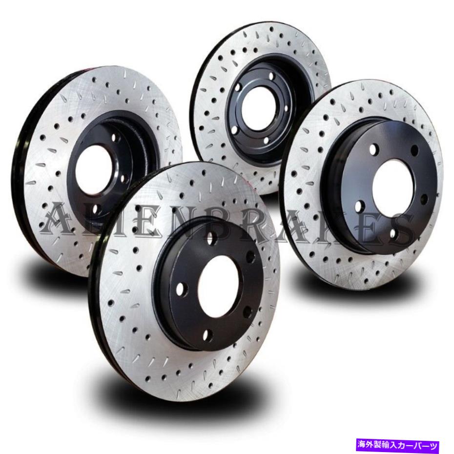 brake disc rotor Sub017S FIT：WRX STI 2008-17ブレーキローターフロント +リアクロスドリル＆ディンプルスロット SUB017S FIT : WRX STi 2008-17 Brake Rotors Front + Rear Cross Drill&Dimple Slots【並行輸入品】