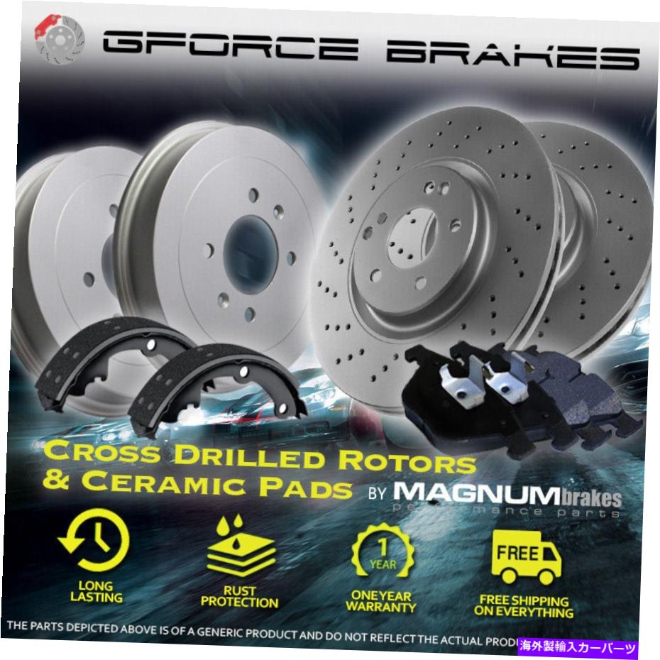 brake disc rotor 1988-1991 GMC C1500 RWD標準シャーシのfドリルローターパッド＆Rドラムシューズ F Drilled Rotor Pad & R Drum Shoe for 1988-1991 GMC C1500 RWD Standard Chassis【並行輸入品】