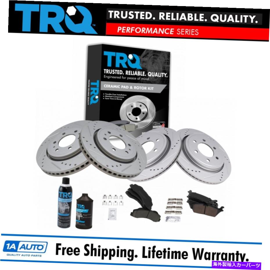 brake disc rotor F150用のTRQフロントおよびリアプレミアムセラミックブレーキパッド＆パフォーマンスローターキット TRQ Front & Rear Premium Ceramic Brake Pad & Performance Rotor Kit for F150【並行輸入品】