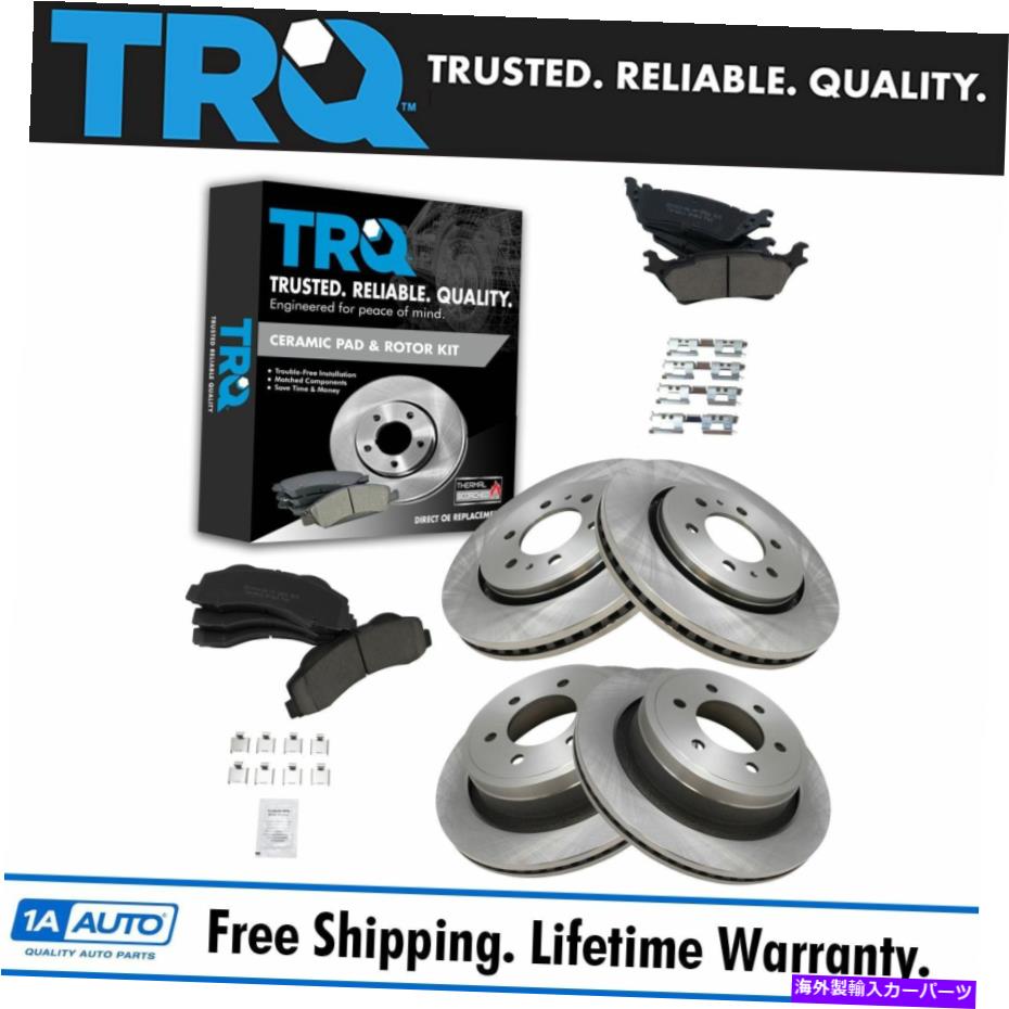 brake disc rotor 12-15 F150用のTRQブレーキローター＆プレミアムPOSIセラミックパッドフロント＆リアセット TRQ Brake Rotor & Premium Posi Ceramic Pad Front & Rear Set for 12-15 F150【並行輸入品】