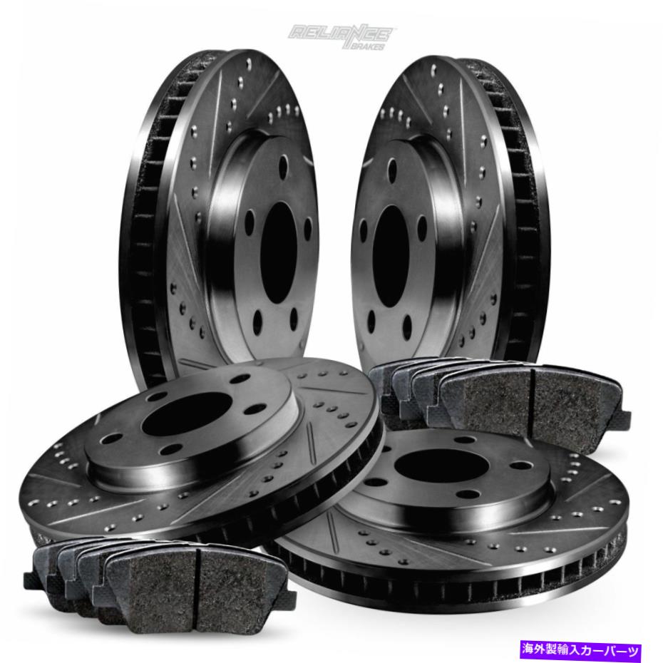 brake disc rotor [フルキット]黒いドリルスロットローターとセラミックパッドBBCC.22011.02 [FULL KIT] Black Drilled Slotted Rotors and Ceramic Pads BBCC.22011.02【並行輸入品】