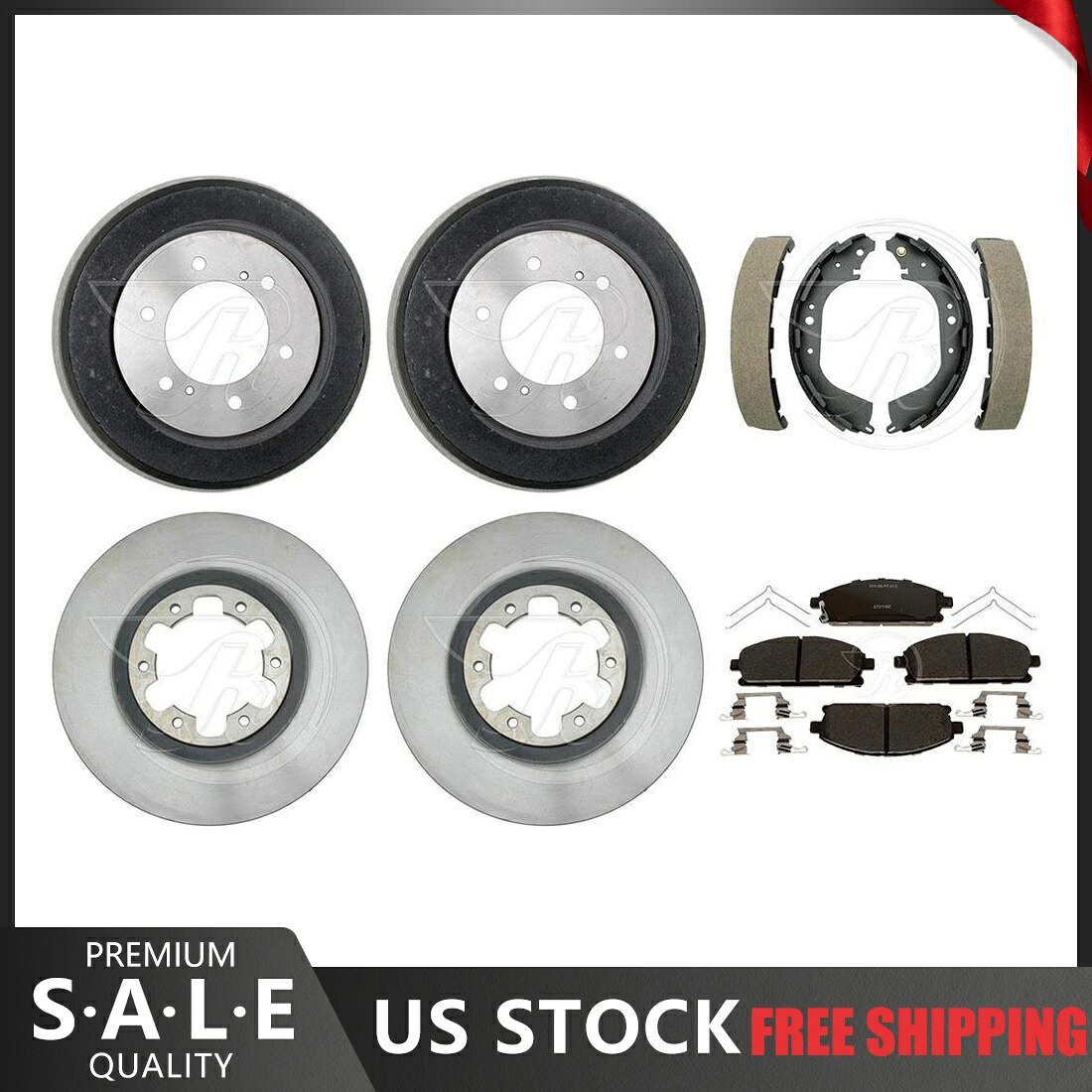 brake disc rotor 1999年から2001年のパスファインダーフロントブレーキローターとセラミックパッド +ブレーキドラム＆シューズ For 1999-2001 Pathfinder Front Brake Rotors & Ceramic Pads + Brake Drums & Shoes【並行輸入品】
