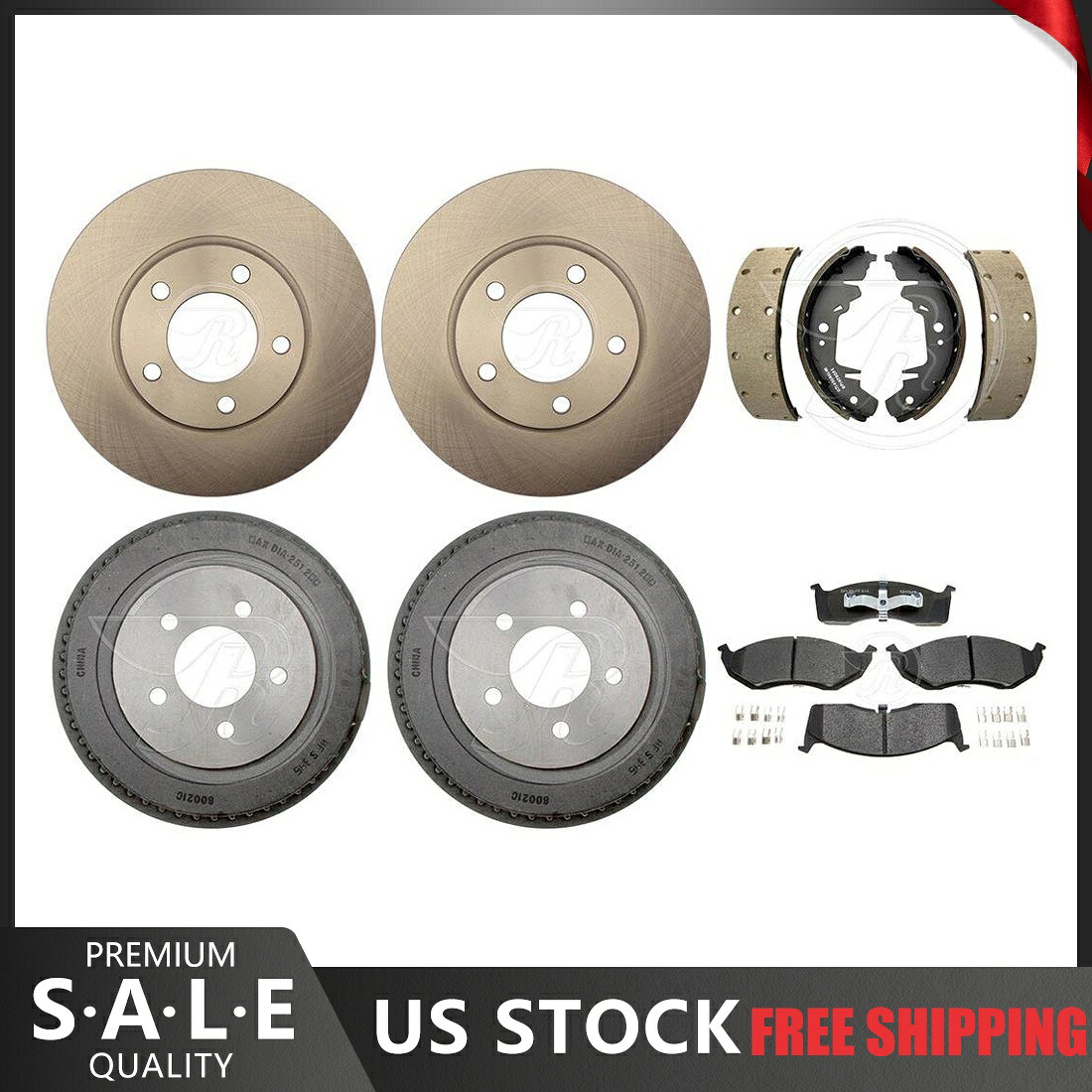 brake disc rotor 1996年のプリマスボイジャーブレーキローターとセラミックパッド +リアブレーキドラム＆シューズ For 1996 Plymouth Voyager Brake Rotors & Ceramic Pads + Rear Brake Drums & Shoes【並行輸入品】