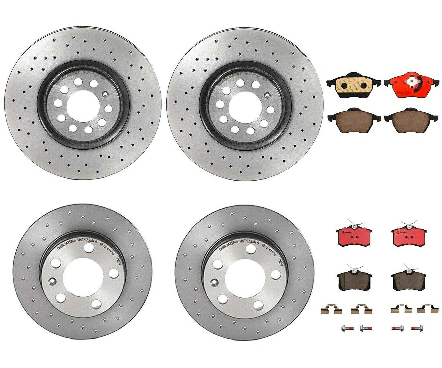 brake disc rotor ブレンボフロントリアブレーキキットドリルディスクローターアウディTT 2000-2002用セラミックパッド Brembo Front Rear Brake Kit Drill Disc Rotors Ceramic Pads For Audi TT 2000-2002【並行輸入品】