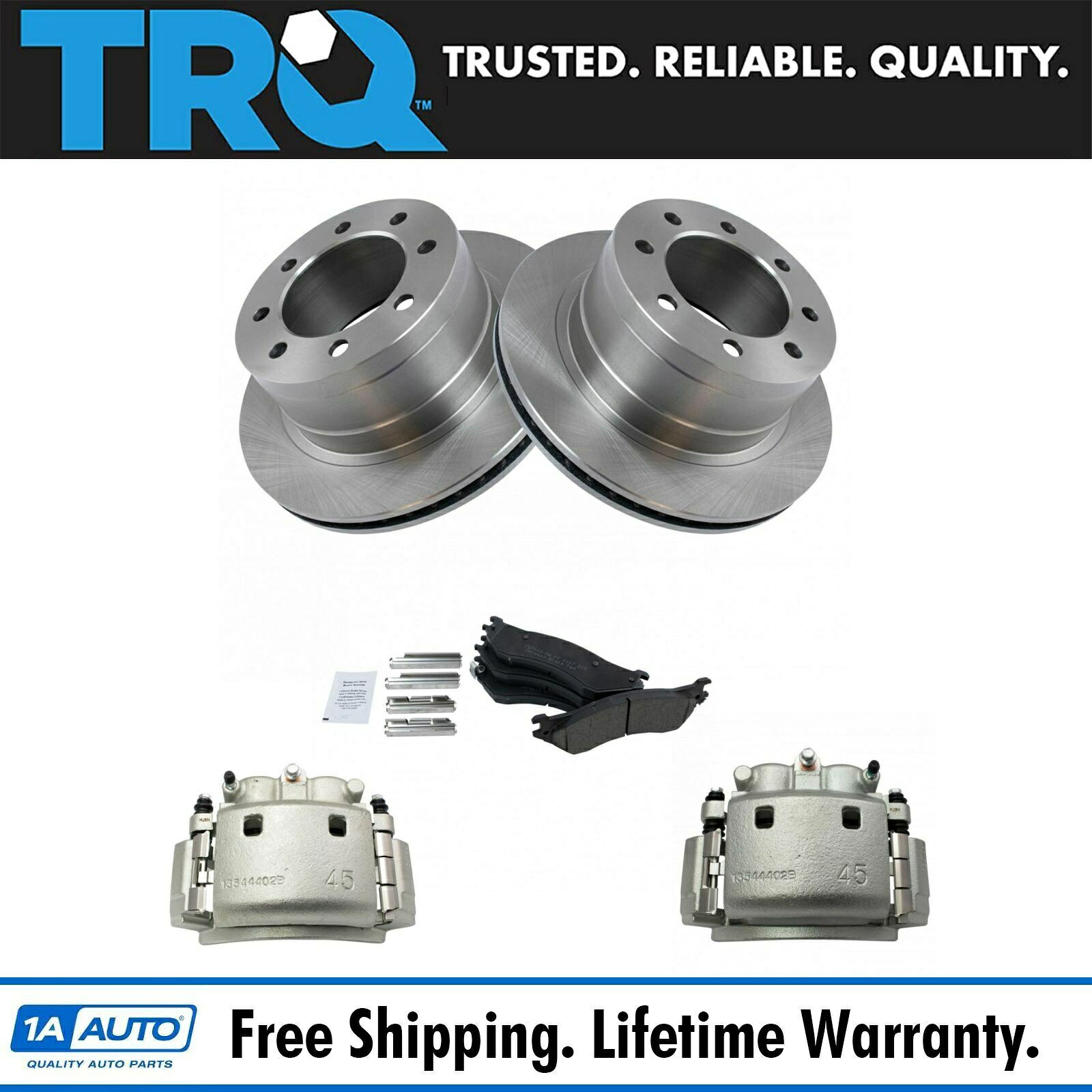 brake disc rotor TRQリアセラミックディスクブレーキパッドRAM 2500 3500用のローターとキャリパーキット TRQ Rear Ceramic Disc Brake Pads Rotors & Calipers Kit for Ram 2500 3500【並行輸入品】