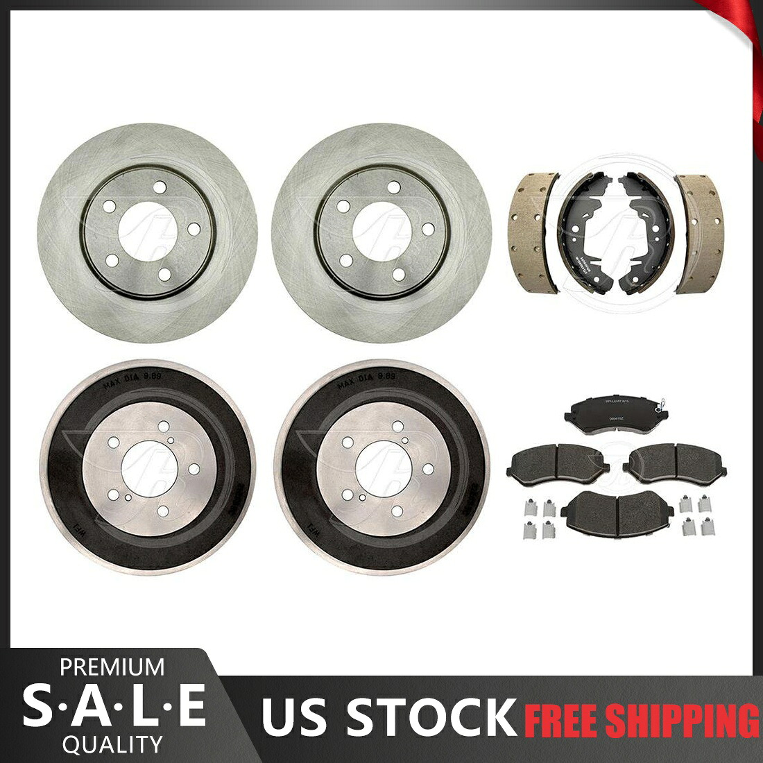 brake disc rotor 2007年のクライスラータウン＆カントリーブレーキローターセラミックパッド +ブレーキドラム＆シューズ For 2007 Chrysler Town & Country Brake Rotors Ceramic Pads + Brake Drums & Shoes【並行輸入品】