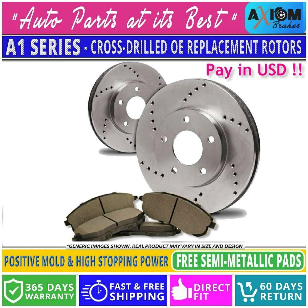 brake disc rotor (フロントキット)プレミアムクロスドリルドリル2ディスクブレーキローター-4セミメタルブレーキパッド (Front Kit)Premium Cross Drilled 2 Disc Brake Rotors - 4 Semi-Metallic Brake Pad【並行輸入品】|Us Custom Parts Shop USDM