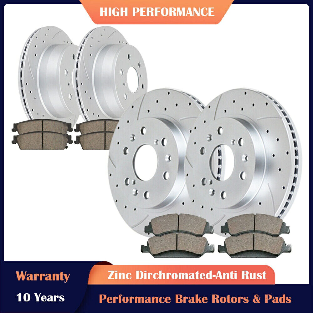brake disc rotor ダッジRAM 4500 5500 RAM 4500 RAM 5500 Front Rear Slotted Rotors and Brake Pads Kits for Chevy Suburban 1500 GMC Yukon【並行輸入品】