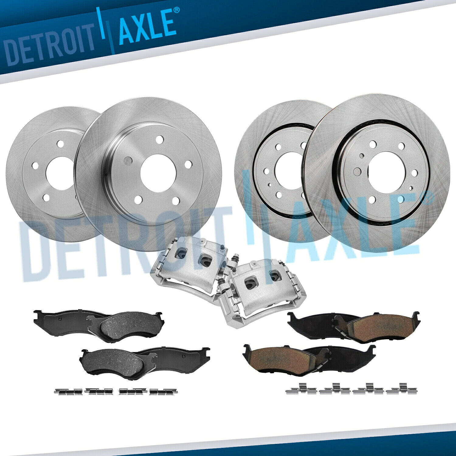 brake disc rotor フロント＆リアディスクローター +ブレーキパッド +ダッジラム用フロントキャリパー1500デュランゴ Front & Rear Disc Rotors+ Brake Pads + Front Calipers for Dodge Ram 1500 Durango【並行輸入品】