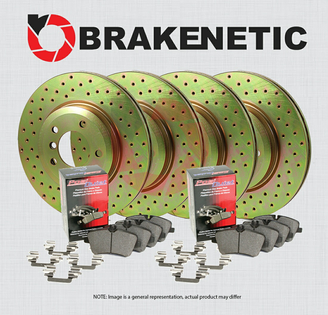 brake disc rotor [F＆R] Brakenetic Sport Drilled Brake Disc Rotors + Posi静かなパッドBSK80822 [F&R] BRAKENETIC SPORT DRILLED Brake Disc Rotors + POSI QUIET Pads BSK80822【並行輸入品】