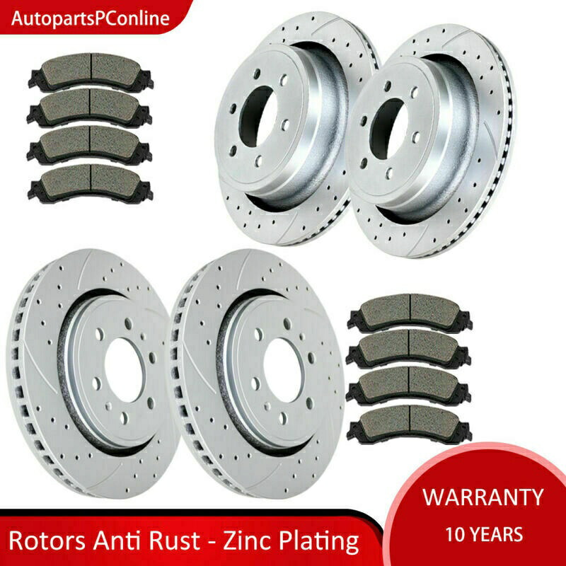 brake disc rotor パワーk1719-261 Front Rear Slotted Rotors Brake Pads Kits for 2010-11 Ford F-150 Rotor and Pad【並行輸入品】