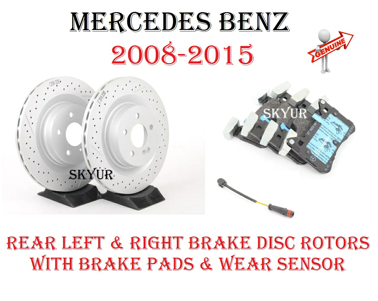 brake disc rotor メルセデス用のブレーキパッドとセンサー付きリアブレーキディスクローターW204 C63本物 Rear Brake Disc Rotors With Brake Pads & Sensor For Mercedes W204 C63 GENUINE【並行輸入品】|Us Custom Parts Shop USDM