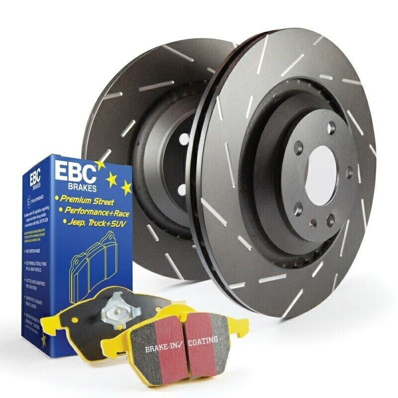 brake disc rotor リアブラケネティックブラケネティックプレミアム+セラミックセラミックgt/n-line 55.50061.51 EBC YellowStuff Brake Pads & Slotted Rotors for 05-10 V50 T5 12.6\