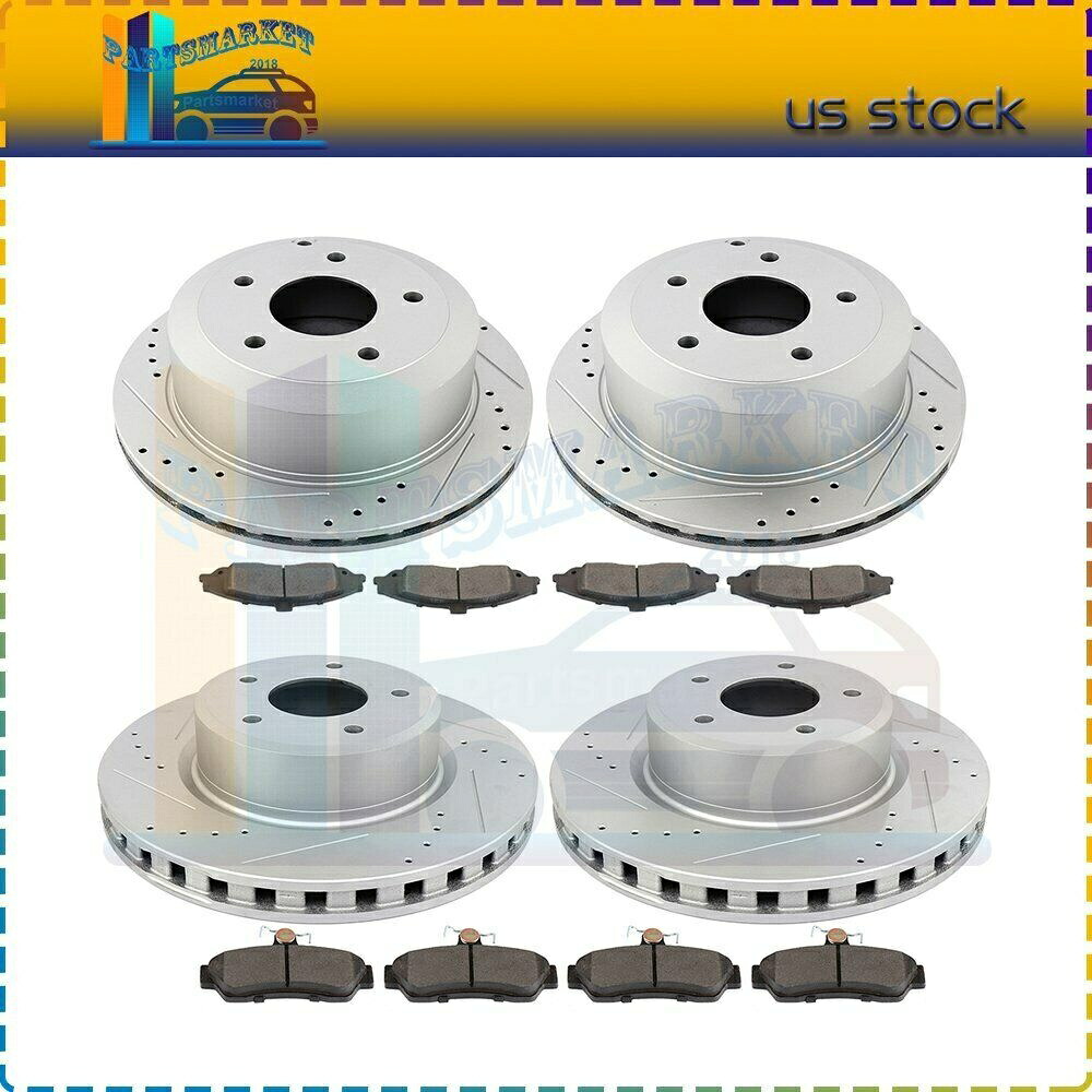 brake disc rotor 2014-2015 Front Rear Drilled Discs Brake Rotors Ceramic Pads For Pontiac GTO 2005-2006【並行輸入品】