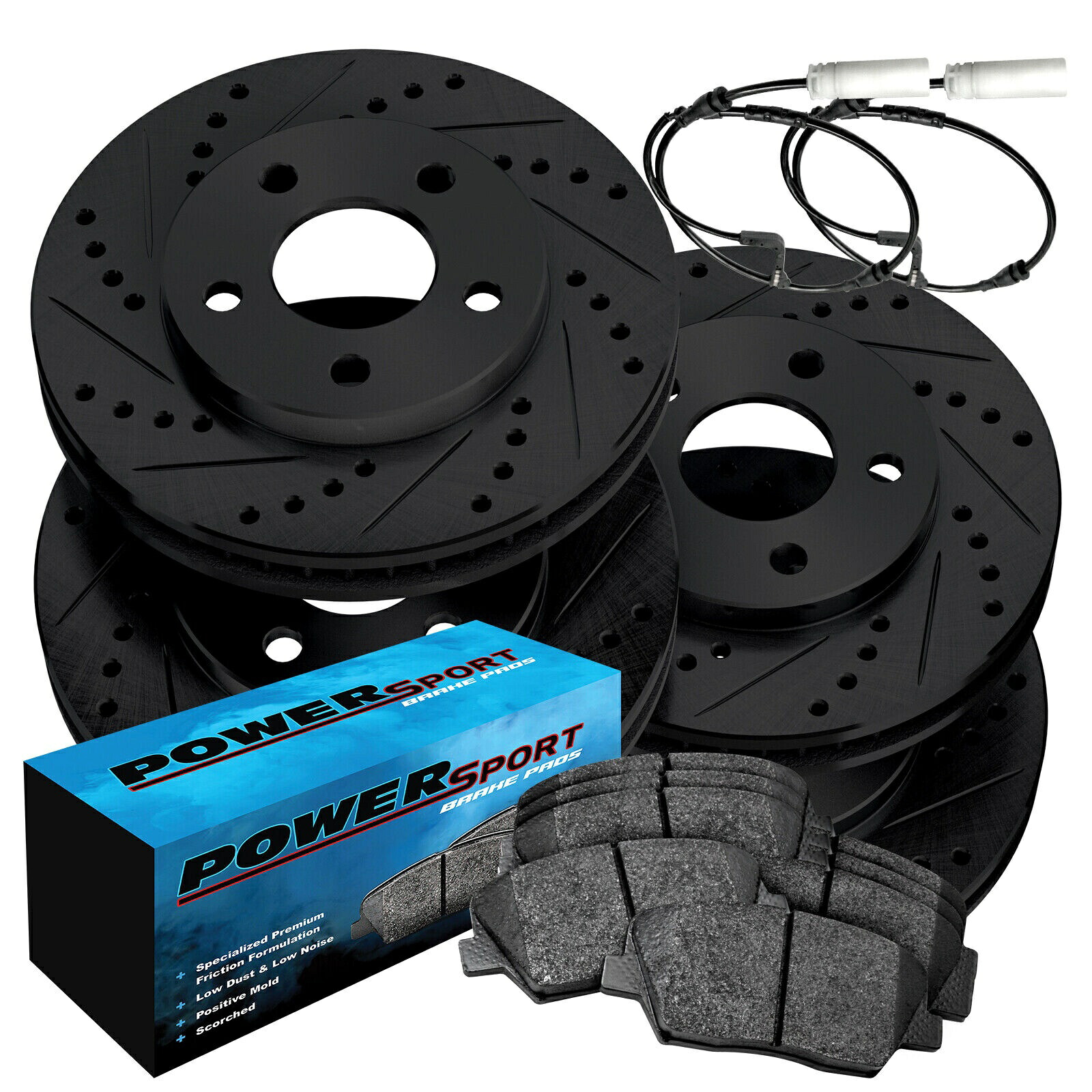 brake disc rotor リアトップリアブレーキドリルスロット + posi [FULL KIT]PowerSport Black Drilled Slotted Rotors and Ceramic Pads BBCC.34068.02【並行輸入品】｜Us Custom Parts Shop USDM