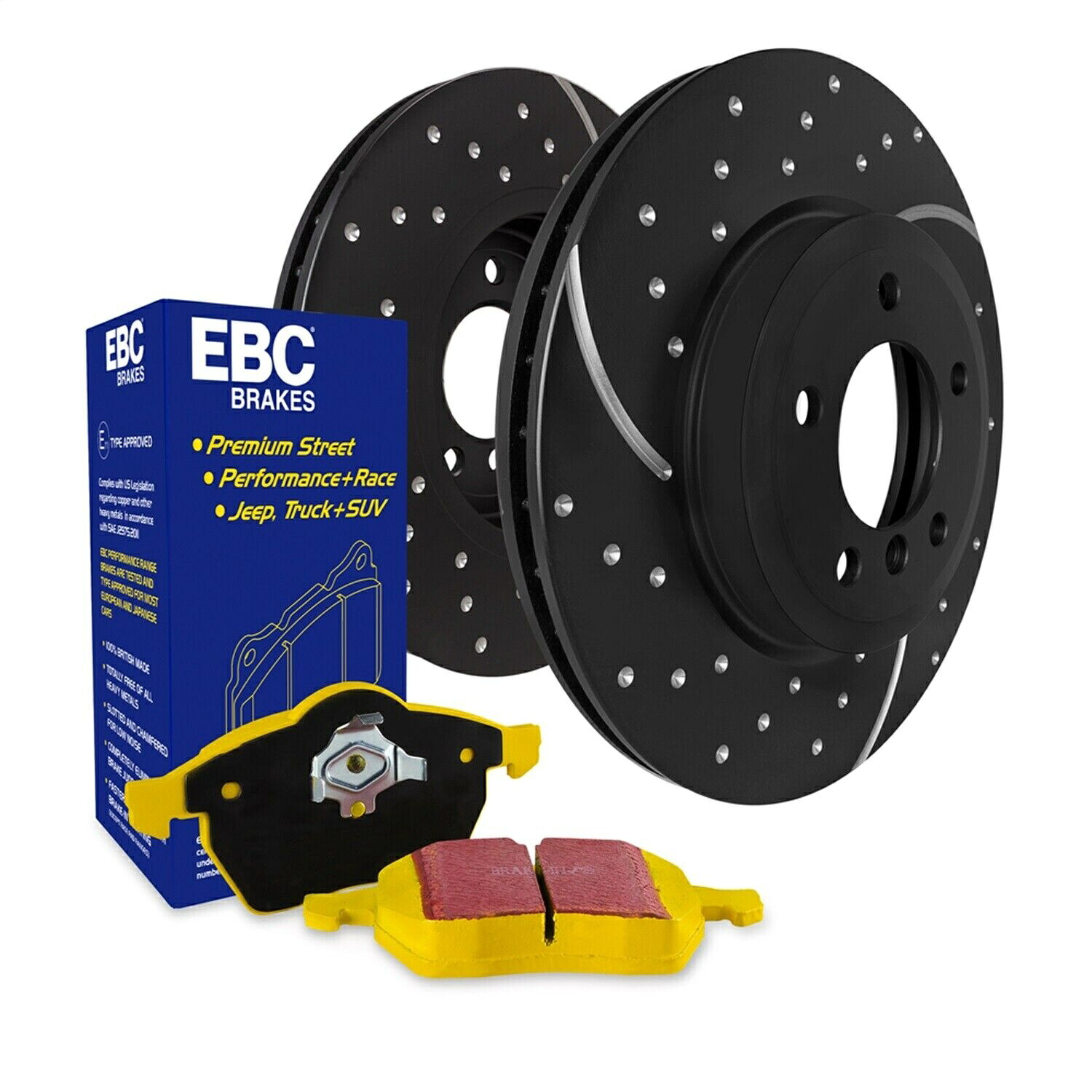 brake disc rotor ebcブレーキgd7513 gdスポーツスポーツローター温度を減らすための冷却広いスロット EBC Brakes S5KF1255 S5 Kits Yellowstuff And GD Rotors Fits 04-09 S4【並行輸入品】