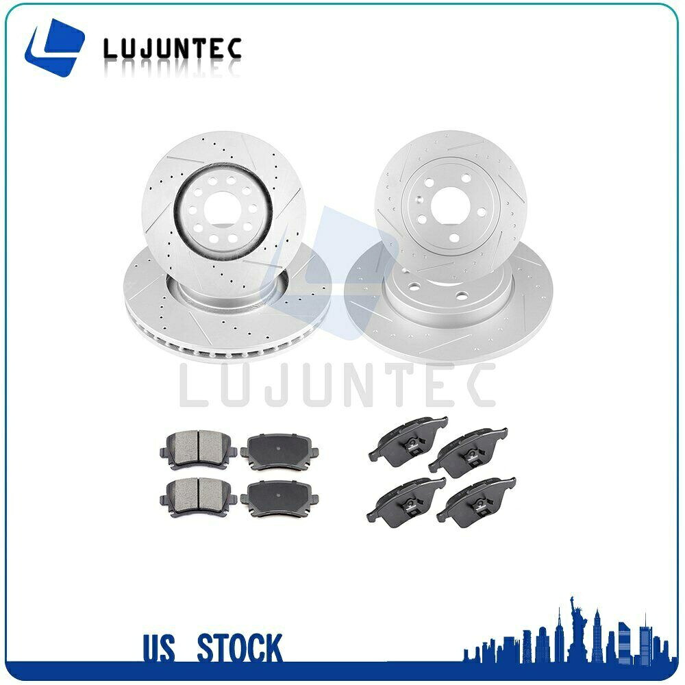 brake disc rotor htc4283-an talon cross drolild and slottedブレーキローター Front Rear Brake Rotors And Metallic Pads For 2007-2008 Audi A4 Audi A4 Quattro【並行輸入品】
