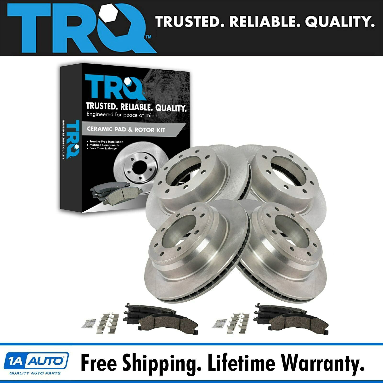 brake disc rotor TRQフロント＆リアプレミアムPOSIセラミックディスクブレーキパッド＆ローターキットw/化学物質 TRQ Front & Rear Premium Posi Ceramic Disc Brake Pad & Rotor Kit w/Chemicals【並行輸入品】