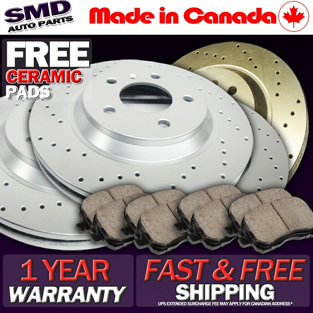 brake disc rotor 2008 BMW 328XI Z0603 FRONT+REAR Drilled Brake Rotors Ceramic Pads FOR 2007 2008 2009 Kia Rondo【並行輸入品】