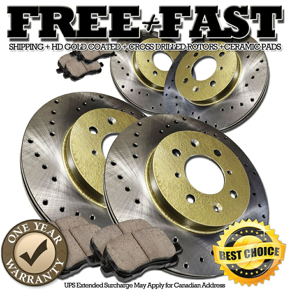 brake disc rotor Infiniti JX35 2013 J0604 FIT 2005 2006 Suzuki Reno Forenza Drill Brake Rotors Ceramic Pads F+R GOLD【並行輸入品】
