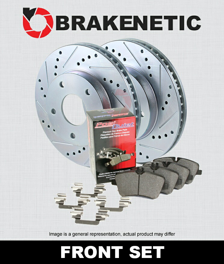 brake disc rotor S0094 Fit 2002 2003 Acura Tl Typles Superx FRONT BRAKENETIC Drill Slot Brake Rotors + POSI QUIET Pads (w/BREMBO) BSK76401【並行輸入品】