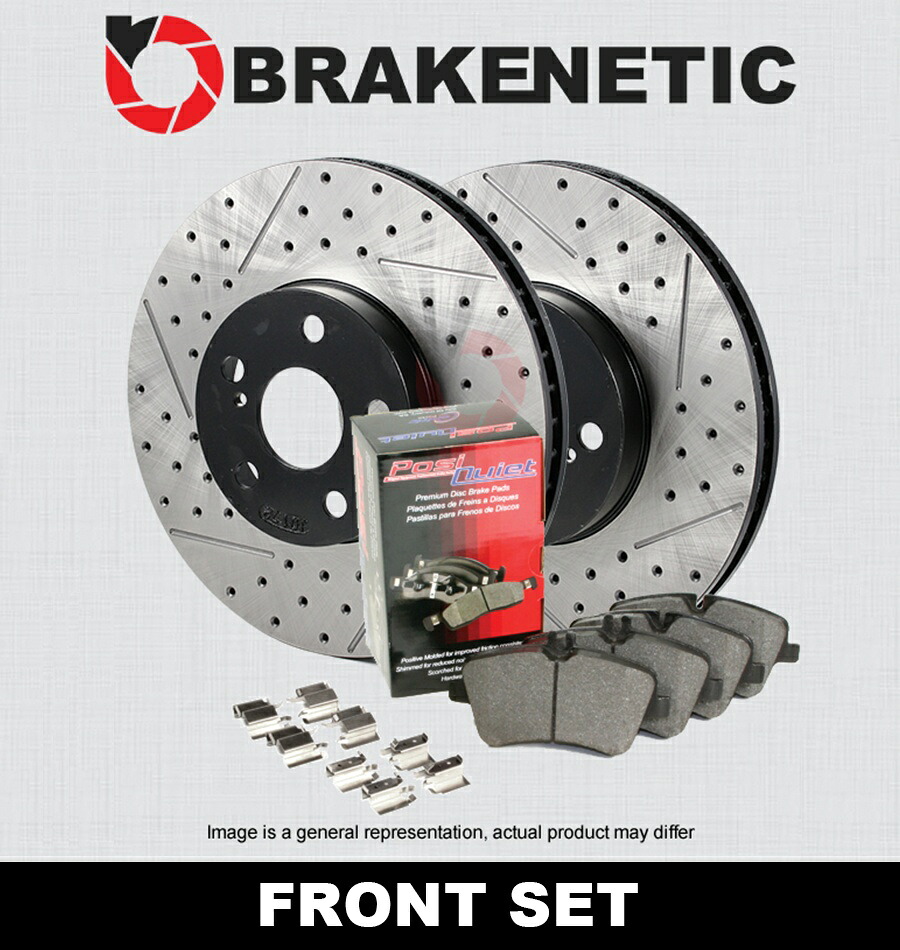 brake disc rotor [フロント]プレミアムドリルスロットブレーキローター + posi静かなパッド[w/brembo] bpk57002 [FRONT] PREMIUM Drill Slot Brake Rotors + POSI QUIET Pads [w/BREMBO] BPK57002【並行輸入品】｜Us Custom Parts Shop USDM
