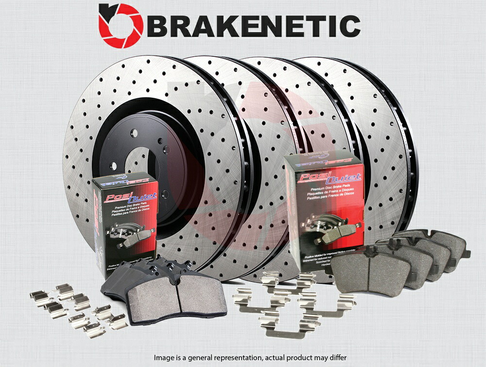 brake disc rotor [F＆R] Brakenetic Premium Drilled Brake Rotors + Posi静かなセラミックパッドBPK73796 [F&R] BRAKENETIC PREMIUM DRILLED Brake Rotors + POSI QUIET Ceramic Pads BPK73796【並行輸入品】