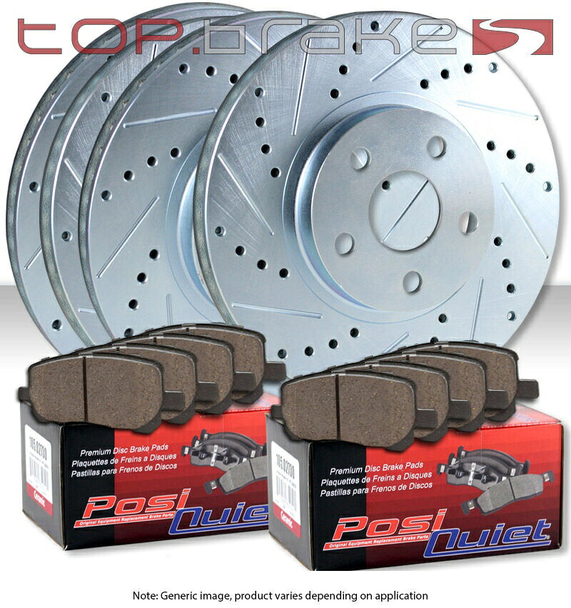 brake disc rotor (F&R)トップブレイクドリルスロットブレーキローター + POSI静かなセラミックパッドTBP14935 (F&R) TOPBRAKES Drill Slot Brake Rotors + POSI QUIET Ceramic Pads TBP14935【並行輸入品】|Us Custom Parts Shop USDM