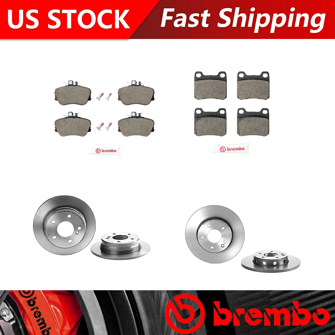 brake disc rotor 1994年のメルセデスベンツC280フロントリアキットブレーキローターとセラミックパッド - ブレンボ Fits 1994 Mercedes-Benz C280 Front Rear Kit Brake Rotors & Ceramic Pads - Brembo【並行輸入品】｜Us Custom Parts Shop USDM