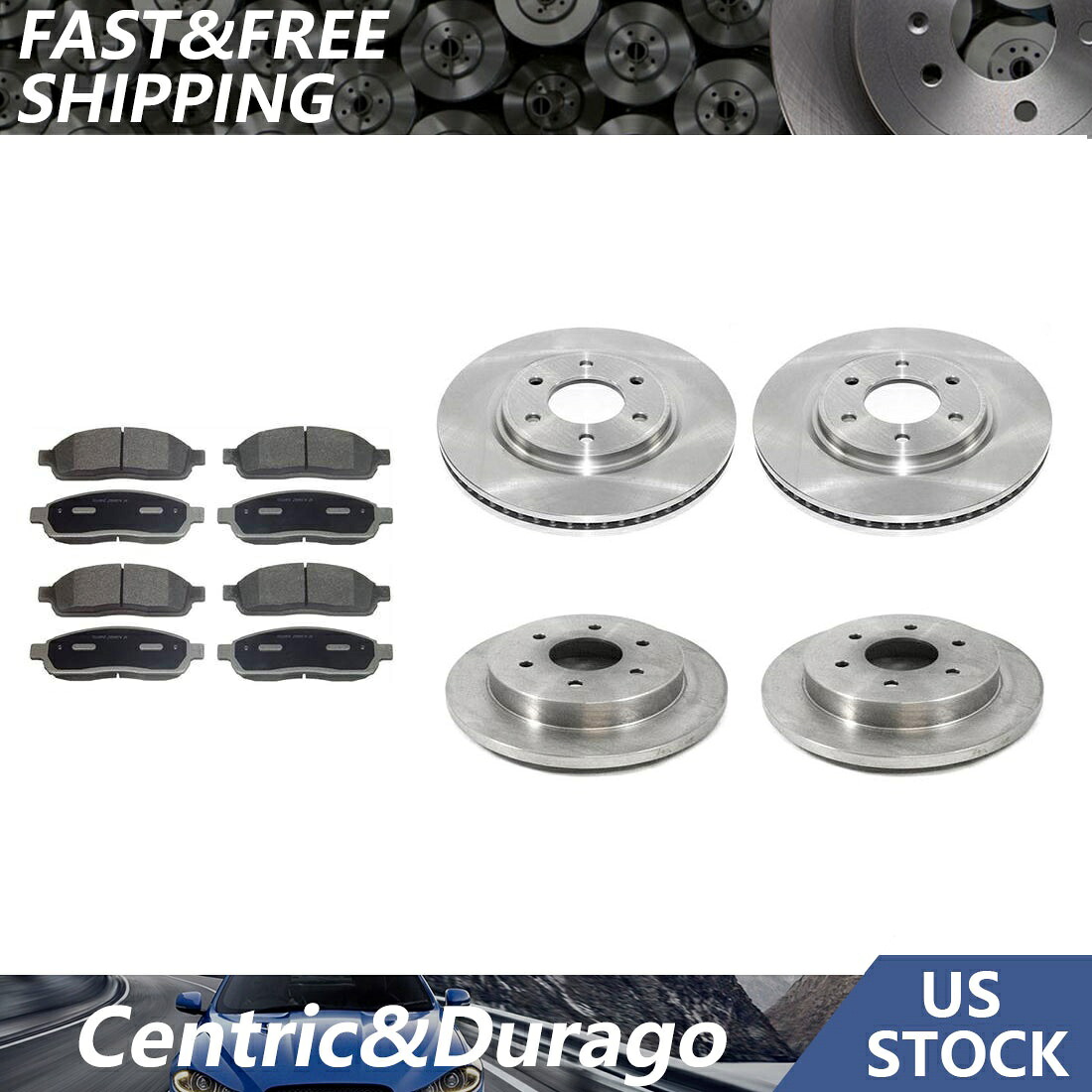 brake disc rotor フロントリアキットブレーキローターとメタリックブレーキパッドペアセットフィット2008-2010 QX56 Front Rear Kit Brake Rotors & Metallic Brake Pads Pair Set Fits 2008-2010 QX56【並行輸入品】