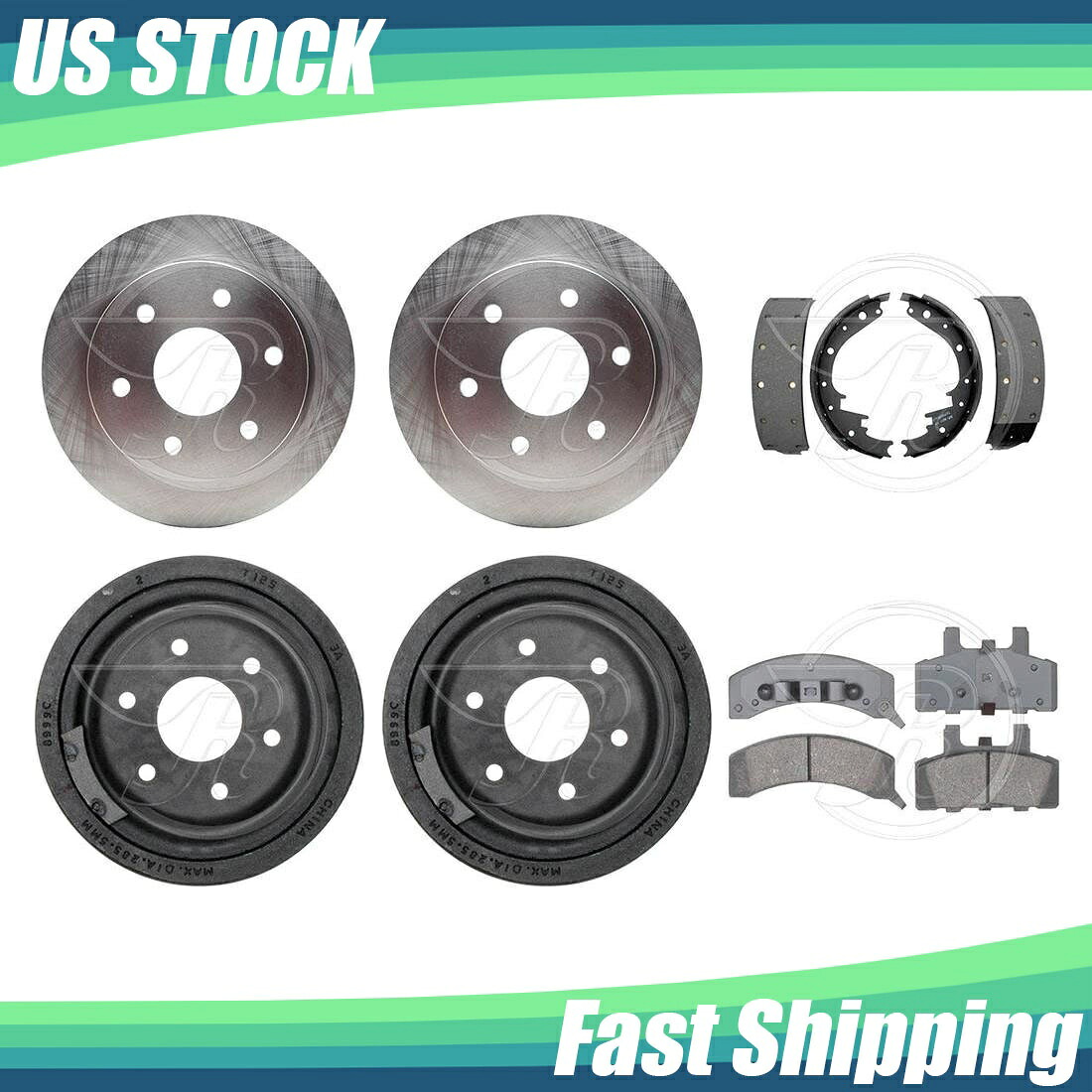 brake disc rotor 1999年から2000年のキャデラックエスカレードセラミックパッドとブレーキローター +ブレーキドラムシューズ Fits 1999-2000 Cadillac Escalade Ceramic Pads & Brake Rotors + Brake Drums Shoes【並行輸入品】 85,971円