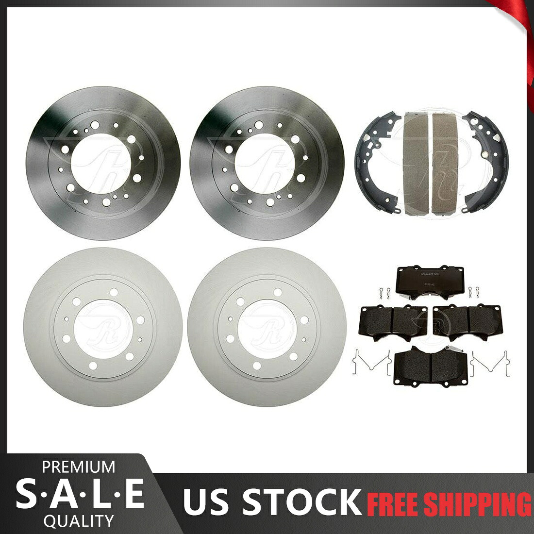 brake disc rotor 2017-2019向けトヨタタコマコーティングブレーキローターとメタリックパッド +ドラム＆シューズ For 2017-2019 Toyota Tacoma Coated Brake Rotors & Metallic Pads + Drums & Shoes【並行輸入品】