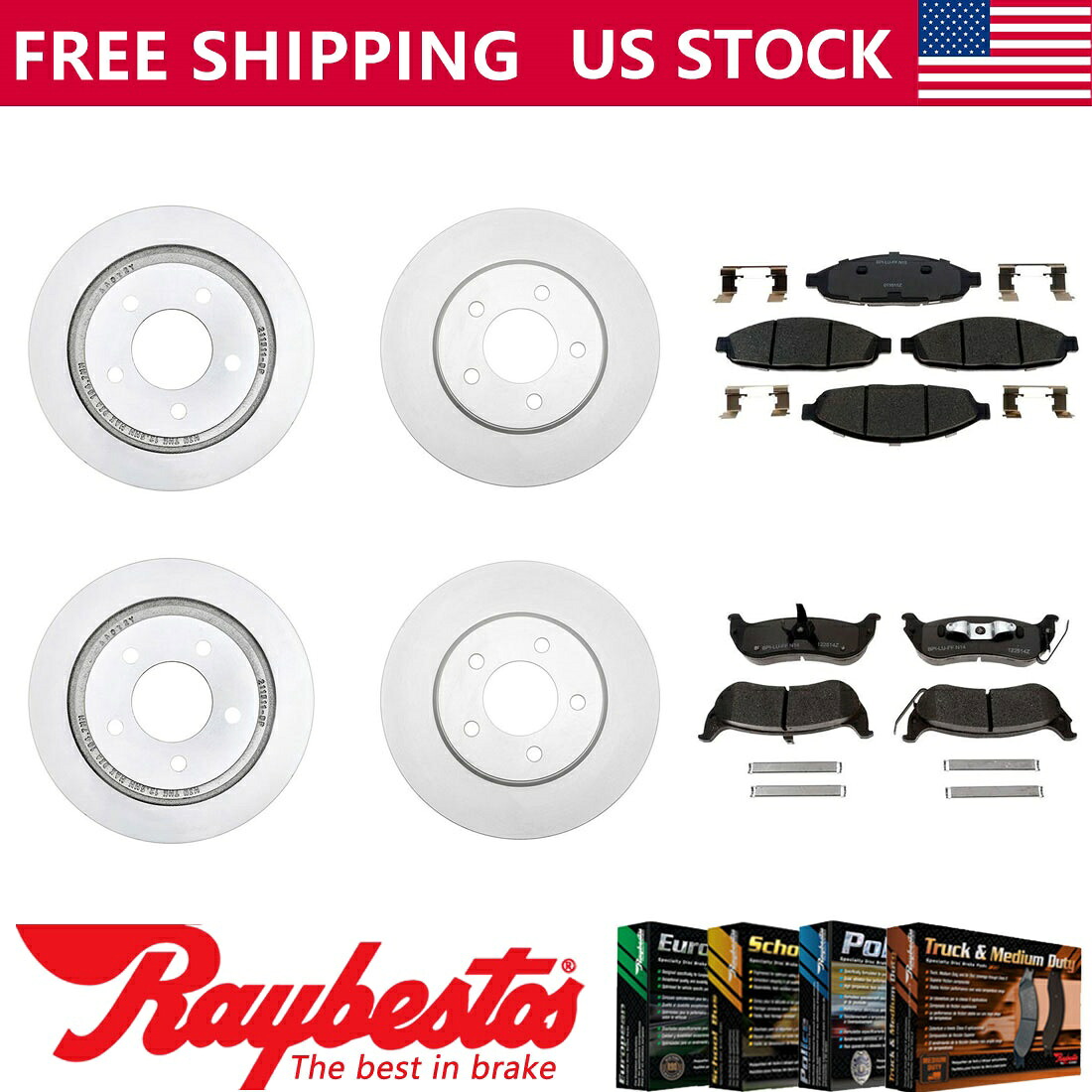 brake disc rotor 2004-2008クライスラーパシフィカフロントリアキットコーティングブレーキローターセラミックパッド Fits 2004-2008 Chrysler Pacifica Front Rear Kit Coated Brake Rotors Ceramic Pads【並行輸入品】