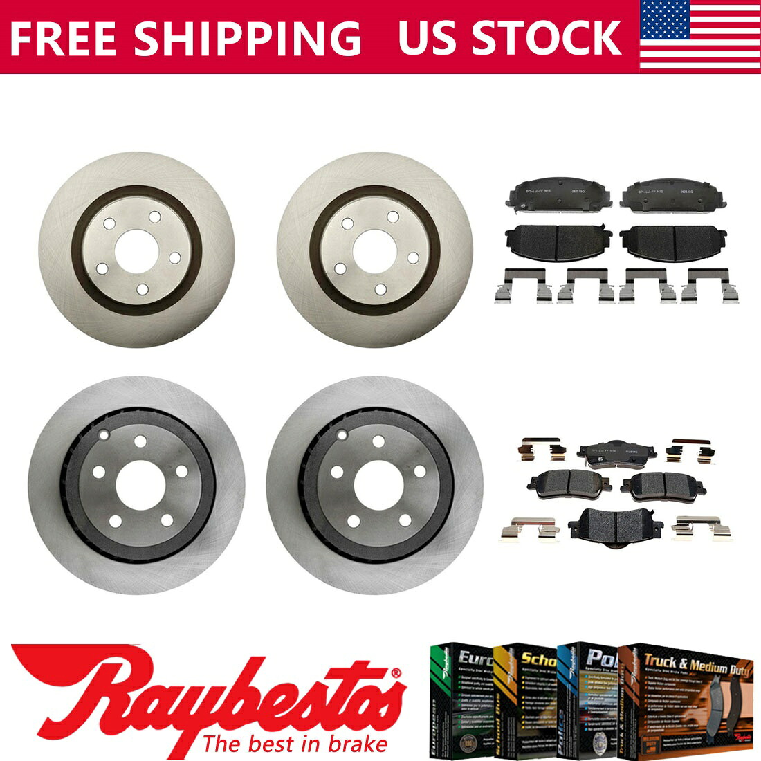 brake disc rotor 2008-2009ポンティアックG8フロントリアブレーキローターとセラミックブレーキパッドレイベスト Fits 2008-2009 Pontiac G8 Front Rear Brake Rotors & Ceramic Brake Pads Raybestos【並行輸入品】｜Us Custom Parts Shop USDM